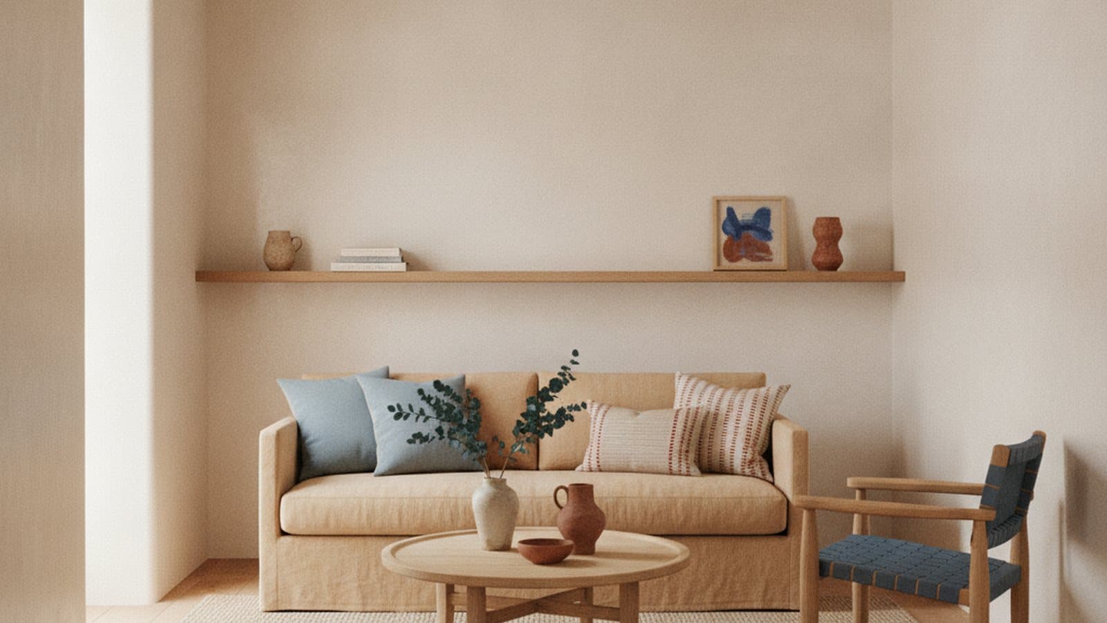 Small, low-light room painted in a warm white that reflects light in a Marietta, GA home
